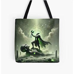 Thor vs. Skrymir - Norse Mythology Battle - Viking Art All Over Print Tote Bag