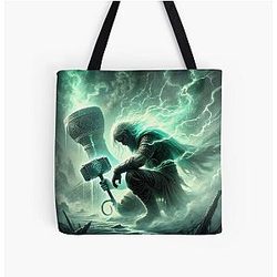 Thor and the Magic Horn Útgarða-Loki Legend Norse Myth Art All Over Print Tote Bag