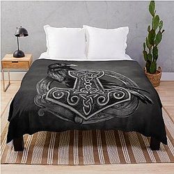 Mjolnir The hammer of Thor Raven Throw Blanket