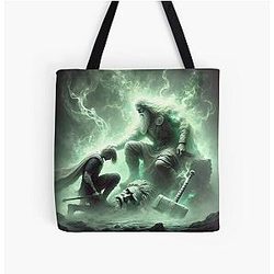 Magni and Thor Norse Mythology Viking Legend Art All Over Print Tote Bag