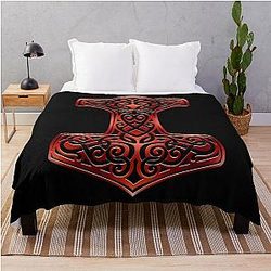 Mjölnir Thor's Hammer - Nordic Viking Mythology Throw Blanket
