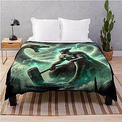 Thor vs. Jormungandr Norse Mythology Battle Throw Blanket