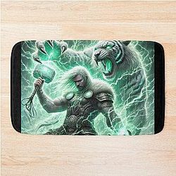 Thor and the Magic Cat - Útgarða-Loki Legend - Norse Myth Art Bath Mat