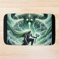 Thor vs. Ellie - The Trial of Age - Norse Mythology Art Bath Mat