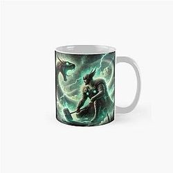 Thor vs Jormungandr Norse Mythology Battle Viking Art Classic Mug