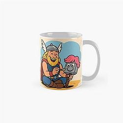 Thor Decorating Mjolnir - Funny Norse Cartoon Classic Mug