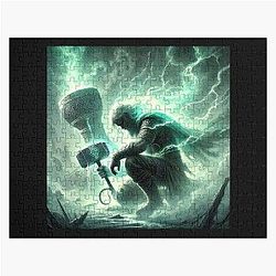 Thor and the Magic Horn – Útgarða Loki Legend – Norse Myth Art Jigsaw Puzzle