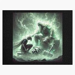 Magni and Thor - Norse Mythology Viking Legend Art Jigsaw Puzzle