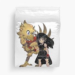 Final Fantasy 7 Chibi Tifa Lockhart & Chocobo Duvet Cover