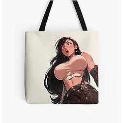Surprised Tifa Lockhart Over Print Tote Bag
