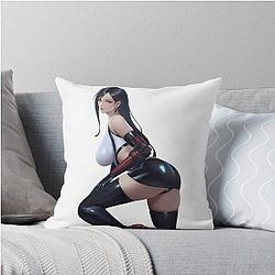 Final Fantasy VII: Tifa Lockhart Black Latex Throw Pillow