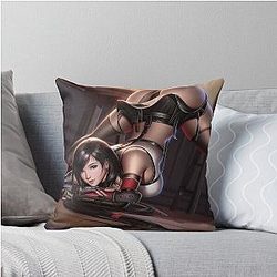 Waifu Tifa Lockhart Challenge Final Fantasy 7 Throw Pillow