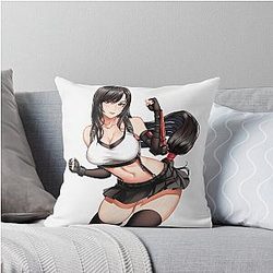 Sexy Waifu Tifa Lockhart Final Fantasy 7 Throw Pillow