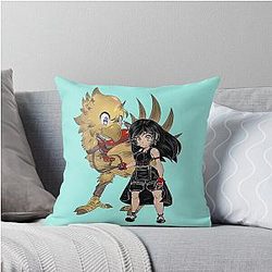 Final Fantasy 7 Chibi Tifa Lockhart & Chocobo Throw Pillow