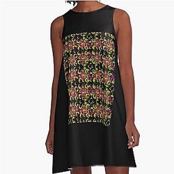 Dan Flashes Cool Tim Robinson 14 Yellow Purple Graphic A-Line Dress