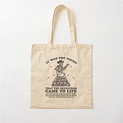 Retro The night that skeleton came to life tee. I think you should leave it. Tim Robinson inspired apparel. Vintage Style Cotton Tote Bag
