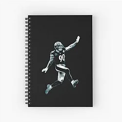 T.J. Watt Black Vintage Designs Spiral Notebook