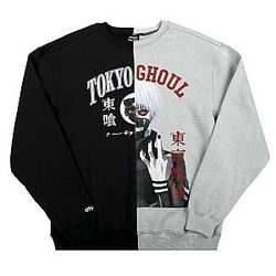 Tokyo Ghoul Ken Kaneki Crew Neck Long Sleeve Black Athletic Heather Men's Sweatshirt Large