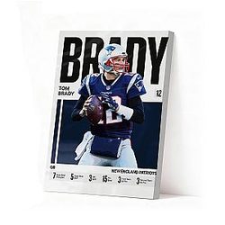 Tom Brady Wall Art Decor - GOAT Legend Canvas Poster for Man Cave & Office, Inspirational Player Portrait, Fan Collectible Gifts, Wrapped Canvas, 8x10 Inch
