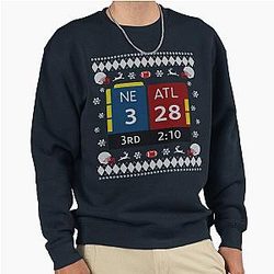 28-3 Historic Comeback New England Patriots Christmas Ugly Sweater with Tom Brady TB12 Design Pullover Sweatshirt