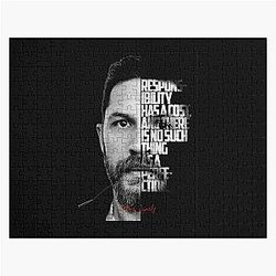 Black and white Tom Hardy quote poster Jigsaw Puzzle