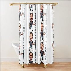Fun Caricature of Tom Hardy Movie Actor Shower Curtain