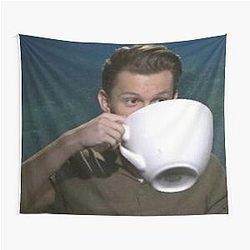 Tom Holland Drinking From A Giant Teacup Tapestry