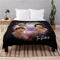 Tom Selleck 80s Aesthetic Design Throw Blanket