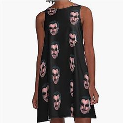 Dark Tom Selleck A-Line Dress