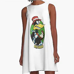 Tony Hawk Bird House Hook Ups Skate Brand Cartoon Hookups Duck A-Line Dress