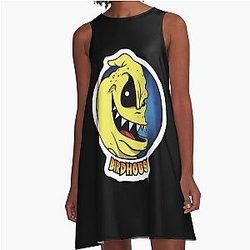Vintage Birdhouse Tony Hawk Bird House Hook Up Skate Brand Cartoon Sticker A-Line Dress