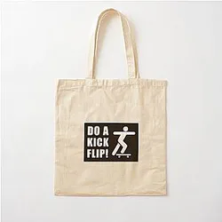Do a kickflip skateboard Eric Koston Tony Hawk Proskater Black Text Cotton Tote Bag