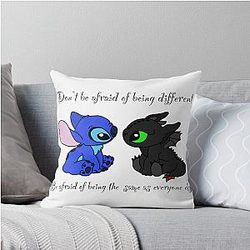 Stitch and Toothless Throw Pillow