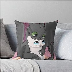 Toothless and Light Fury Throw Pillow