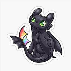 Toothless Black Dragon Rainbow Pride Tail Sticker.