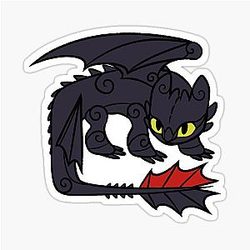 Toothless HTTYD Chibi Black Dragon Sticker
