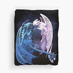Dragon Heart - Starry Dragons Toothless and Light Fury Duvet Cover