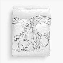 Toothless Pen Drawing Duvet Cover