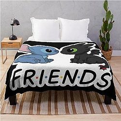Stitch Toothless Cute Friends Throw Blanket