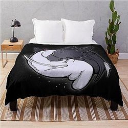 Toothless and Light Fury Hugging Throw Blanket