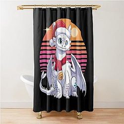 Christmas Toothless Dragon Retro Shower Curtain