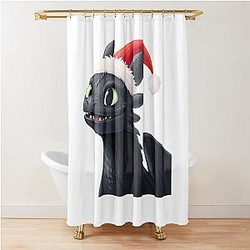 Christmas Toothless Dragon Shower Curtain