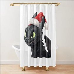 Christmas Toothless Dragon Shower Curtain