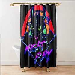 Toothless Night Fury Retro Shower Curtain