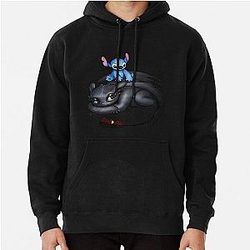 Stitch Sitting On Toothless Funny Hoodie