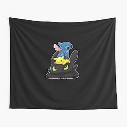 Chibi Stitch Pikachu Toothless Classic Tapestry