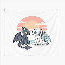 Toothless Night Fury And Light Fury Tapestry