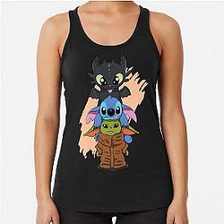 Chibi Toothless Stitch Cute Baby Essential Racerback Tank Top