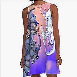 Toothless Night Fury and Light Fury A-Line Dress