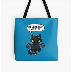 Had a Little Dragon with my Tail - Cute Toothless Pun All Over Print Tote Bag